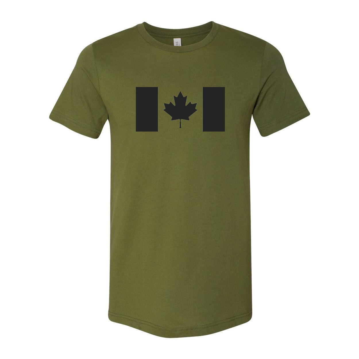 Olive Cotton T-Shirt with Black Canada Flag