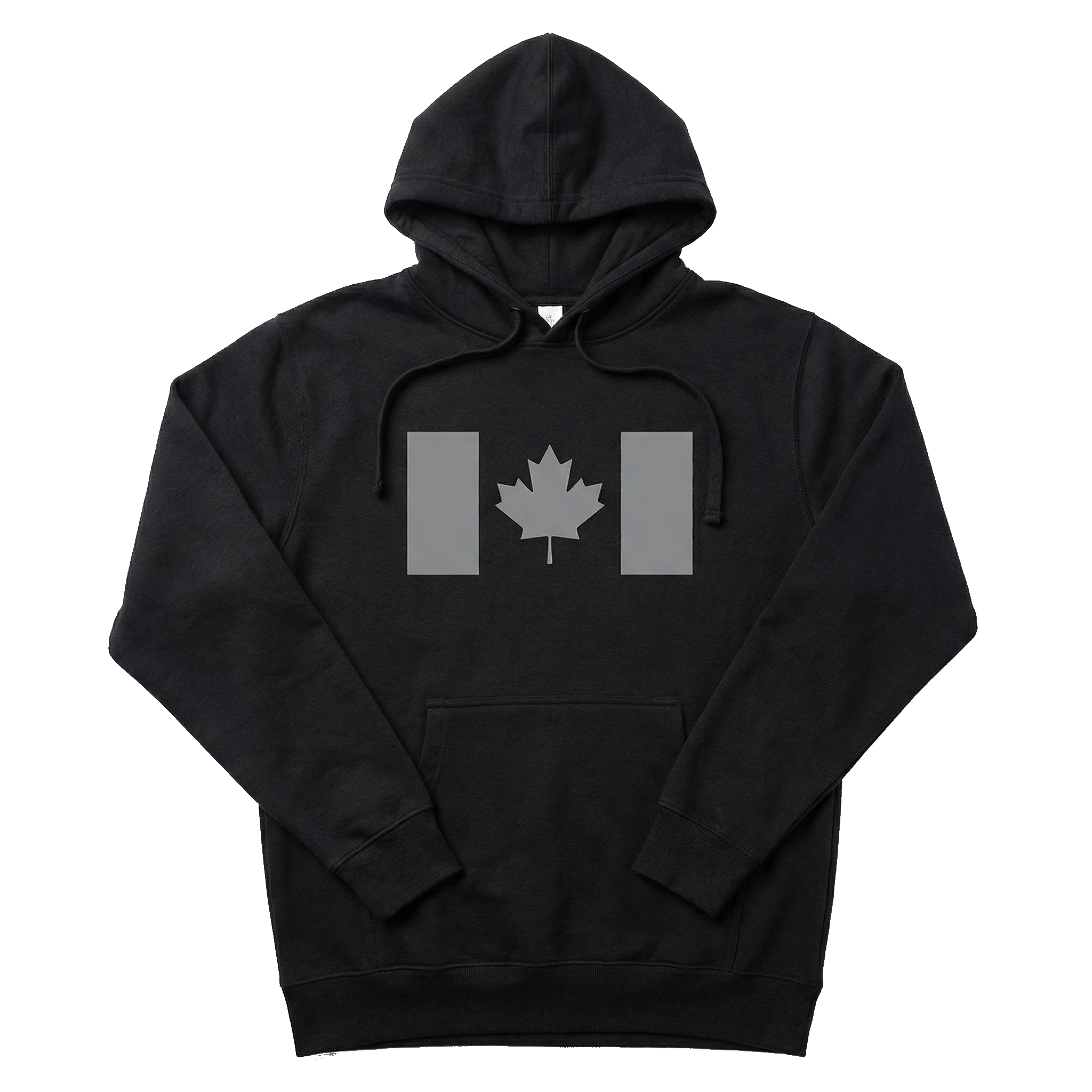 Black Hoodie with Grey Canada Flag