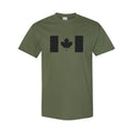 Military Green Cotton T-Shirt with Black Canada Flag