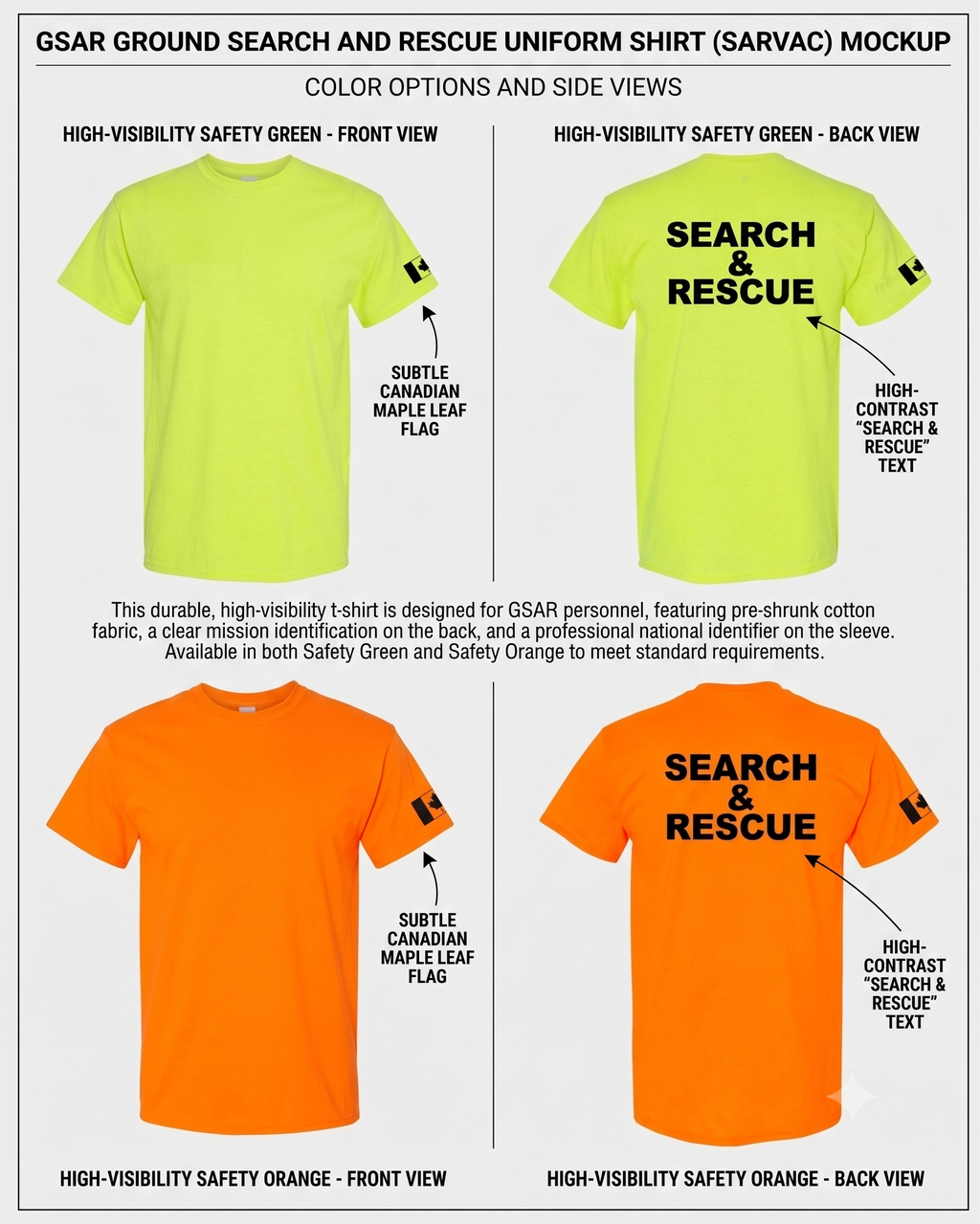 High Visibility Ground Search & Rescue (GSAR) T-Shirt | Volunteer Apparel